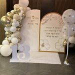 עמדת צילום לבר מצווה עם קיר קאפה בעיצוב אישי ובלוני זכוכית עם כיתוב בהתאמה אישית